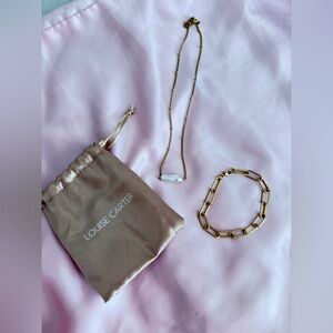 Gold Necklace and Bracelet Set